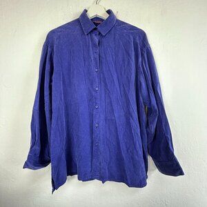 Tianello Womens Purple Button-Up Long Sleeve Shirt Top Small Tencel Blend Casual